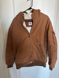 Lee Men's Hooded Zip Up Sherpa Lined Canvas Workwear Bomber Jacket
