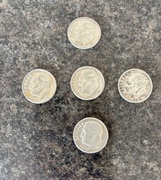 (5) Silver FDR $.10 Dimes 1956-1964