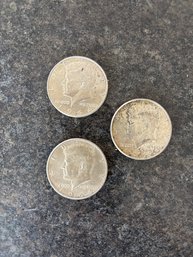 (3) Silver Kennedy Hald Dollars (ALL 1964)