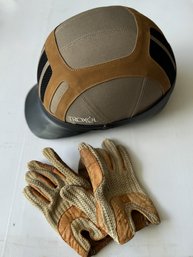 Troxel Performance Headgear Denim Sierra Riding Helmut And Gloves