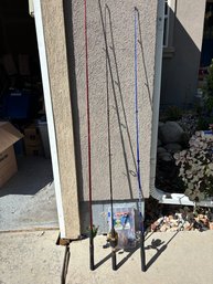 Fishing Poles (3) And Tackle Box