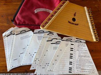 Vintage Melody Harp With Music And Case