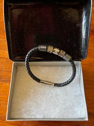 Braided Men's Leather Stainless Steel Bracelet