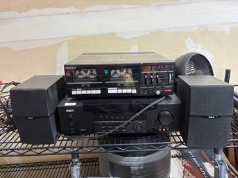 Vintage RCA RT2280 5.1 Channel Home Theater System, RCA Speakers (2), Magnavox MX1700 Record Player With Am/fm