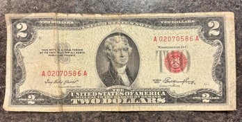 1953 'Red Seal' $2 Dollar Bill