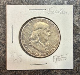 1955 Silver Ben Franklin 1/2 Dollar Coin