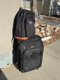 Black Samsonite Luggage And Jansport Backpack