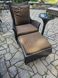 Frontgate Chair And Ottoman With Drink Stand