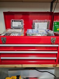 Three Drawer Tool Box And Various Hardware (B)