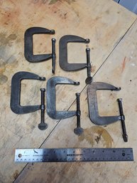 Lot Of 5 Metal C Clamps