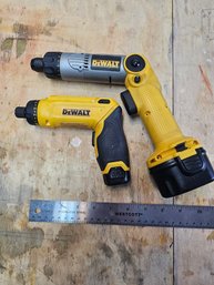 Pair Of Dewalt Screwdrivers With Battery