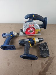 Ryobi Set Including Circular Saw, Two Drills And Battery (No Charger)