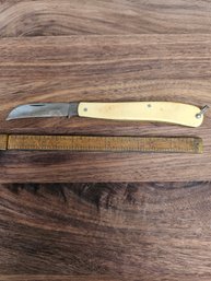 Schrade Pocket Knife With Bone (?) Handle