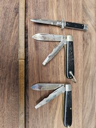 Lot Of 3 Black Pocke Knives