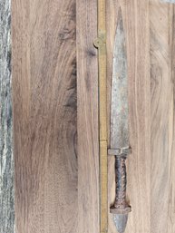 Antique Knife With Crude Leather Wrapped Handle