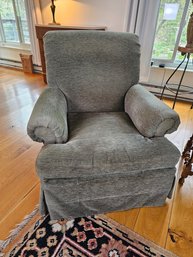 Matching Pair Of Upholstered Swivel Chairs