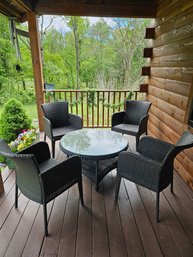 Resin Or Vinyl Wicker Cafe Table And Chairs