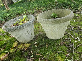 Pair Of Heavy Concrete Planters