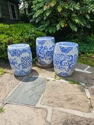 Classic Chinese Blue And White Porcelain Garden Seats