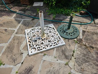 Older Large Umbrella Base Along With A Newer Traditional Base