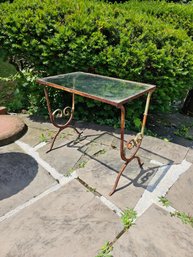 Wrought Iron And Glass Side Table
