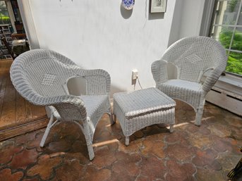 Wicker Table And Two Chairs