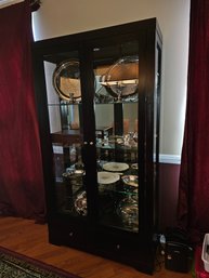 Dark Mahogany (or Similar Wood) And Glass Display Cabinet