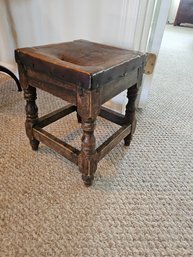 Antique Leather Top Columbian Foot Stool