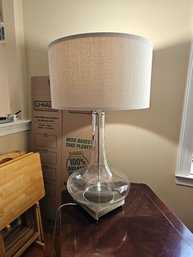 Pretty Glass Table Lamp And Linen Shade