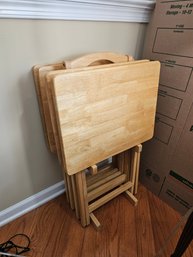 Set Of Four Wood Tray Tables