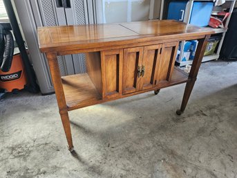 Vintage Wood Expandable Sideboard On Casters