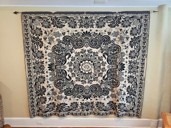 Primitive Coverlet/Wall Hanging  In Blue And White