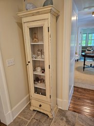 Decorative Distressed Wood Shelving Unit With Chicken Wire