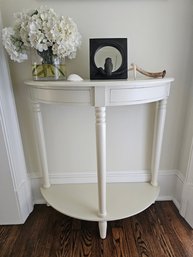 White Half Moon Hall Table