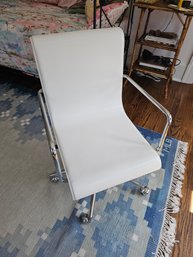 White Leather And Chrome Office Chair