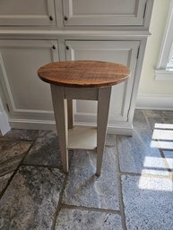 Primitive Table With Natural Wood Finish Top And Tapered Painted Legs (A)