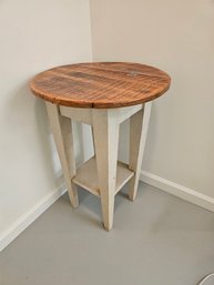 Primitive Table With Natural Wood Finish Top And Tapered Painted Legs (B)
