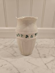 Large Belleek Vase With Shamrock Pattern
