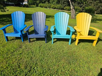 Group Of Four Vibrantly Colored Adirondack Chairs