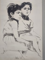 Moshe Gat Portrait Watercolor On Paper