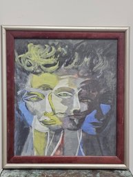 Unsigned Work On Paper - Abstract Of Three Faces