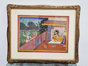 Traditional Indian Small Painting Of Krishna And Ganesha