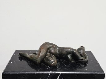 Bronze Nude Sculpture On Marble Block