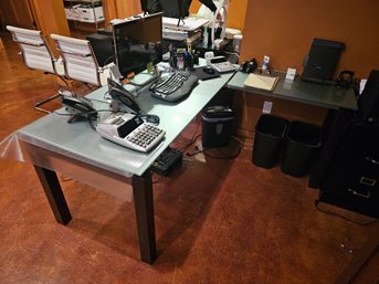 L Shaped Glass Desk