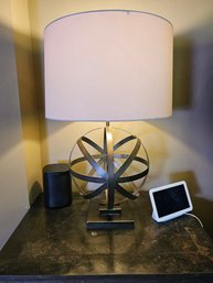 Pair Of Globe Lamps With Linen Shade