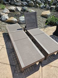Pair Of Plastic Outdoor Chaise Loungers