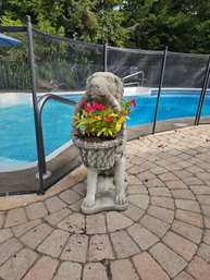 Great Pair Of Concrete Dog Planters