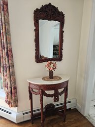 Half Table With Marble Top And Mirror