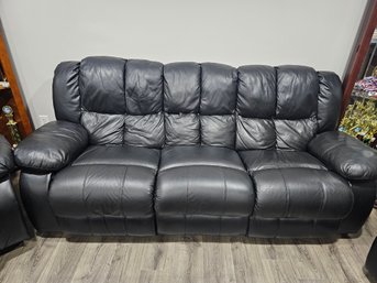 Black Leather Or Similar Material Couch With Reclining Ends