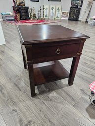 Pair Of Nightstands/end Tables With  Brass Accents